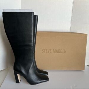 Steve Madden - Women's Lizette Black Leather Heeled Boot. Size: 8. NIB. (1796)